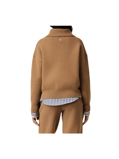 high buttoned collar sweater Ami Paris | UKS885.KN0192.280 CAMEL